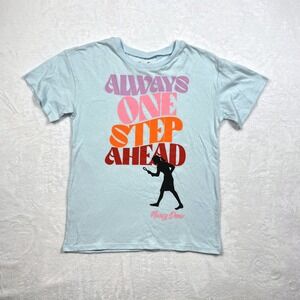 Nancy Drew Kids Light Blue Graphic Tee Always One Step Ahead Size Large 10/12